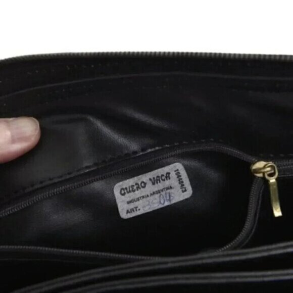 Vintage Cuero Vaca Leather Snakeskin Purse Shoulder Bag Black Patchwork - Picture 11 of 14